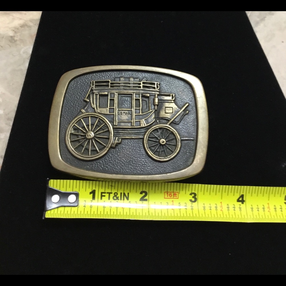 👕 Vintage  Brass BTS Mail Wagon Belt Buckle - Picture 5 of 5